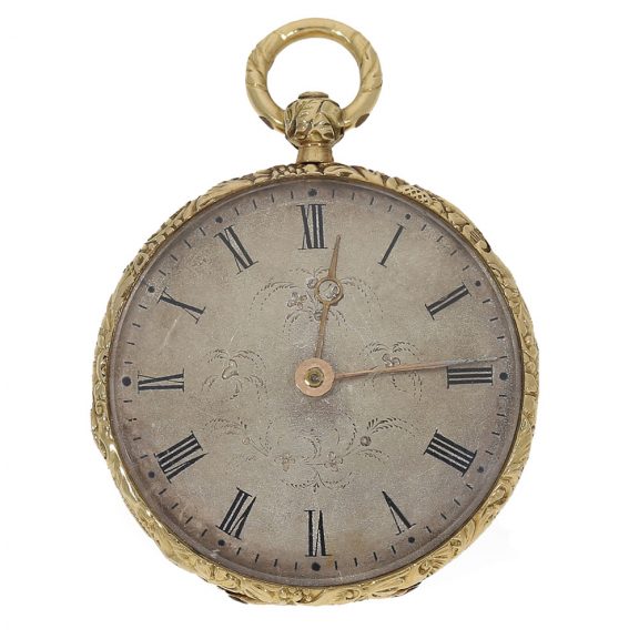 Swiss 18 carat gold and enamel miniature watch Circa 1830