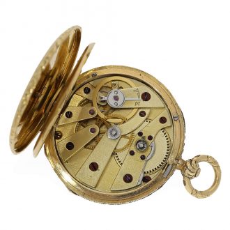 Swiss 18 carat gold and enamel miniature watch Circa 1830
