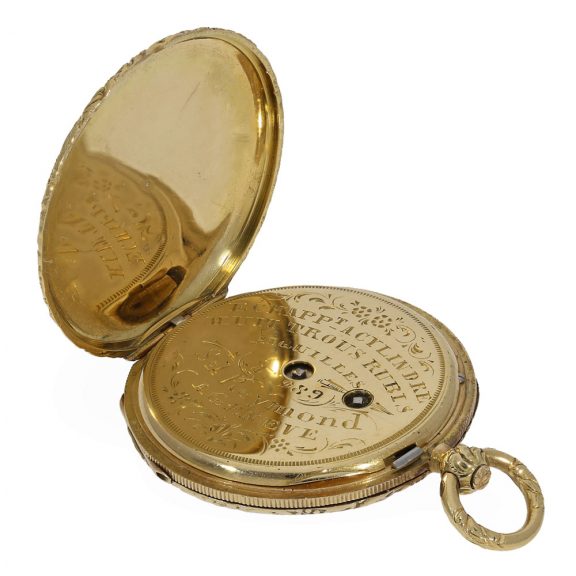 Swiss 18 carat gold and enamel miniature watch Circa 1830 Swiss 18 carat gold and enamel miniature watch Circa 1830