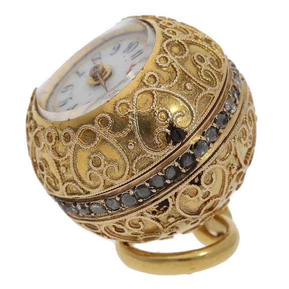 Swiss 18 carat form pendant watch in ball form watch Circa 1860 Swiss 18 carat form pendant watch in ball form watch Circa 1860