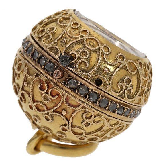 Swiss 18 carat form pendant watch in ball form watch Circa 1860 Swiss 18 carat form pendant watch in ball form watch Circa 1860