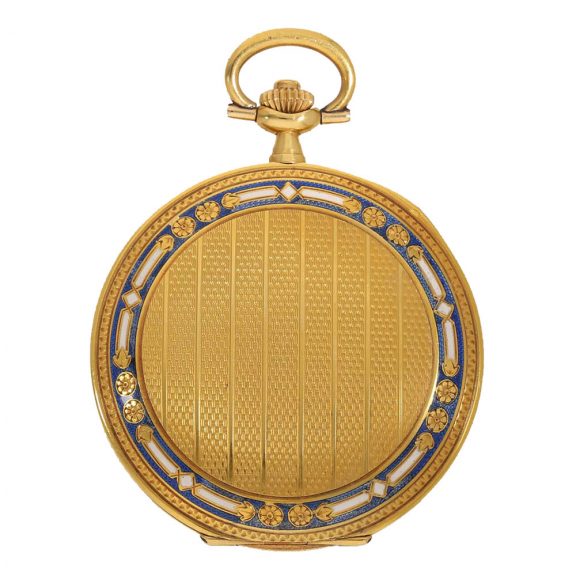 Swiss 18 carat gold and enamel fine quality full hunter Circa 1920 Swiss 18 carat gold and enamel fine quality full hunter Circa 1920