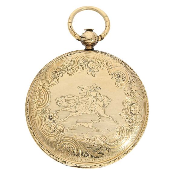 French splendour gold watch with engraved case Circa 1830 French splendour gold watch with engraved case Circa 1830