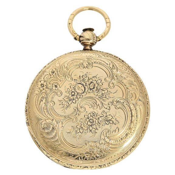 French splendour gold watch with engraved case Circa 1830 French splendour gold watch with engraved case Circa 1830