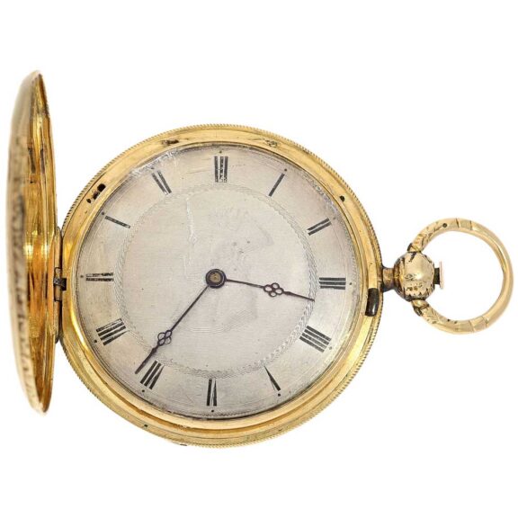 French splendour gold watch with engraved case Circa 1830