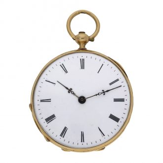 Swiss 18K gold key wind cylinder pocket watch Circa 1860