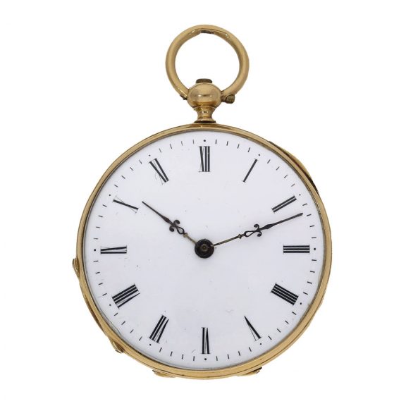 Swiss 18K gold key wind cylinder pocket watch Circa 1860