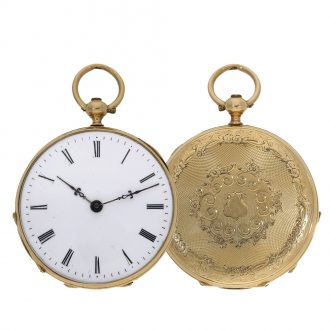 Swiss 18K gold key wind cylinder pocket watch Circa 1860