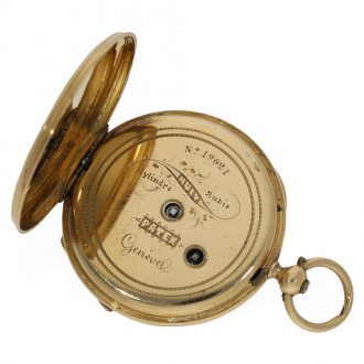 Swiss 18K gold key wind cylinder pocket watch Circa 1860