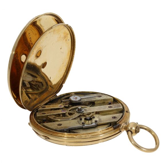 Swiss 18K gold key wind cylinder pocket watch Circa 1860 Swiss 18K gold key wind cylinder pocket watch Circa 1860