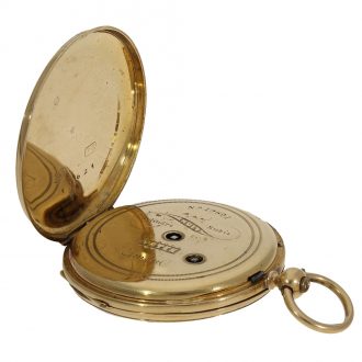 Swiss 18K gold key wind cylinder pocket watch Circa 1860