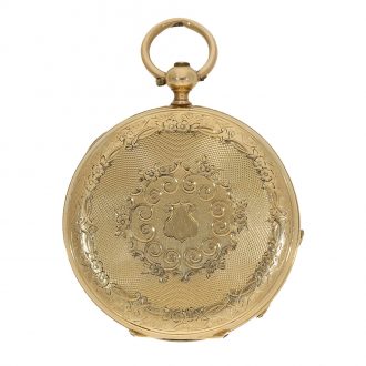 Swiss 18K gold key wind cylinder pocket watch Circa 1860