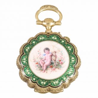 Swiss 18 carat gold and enamel watch for the Indian market Circa 1880
