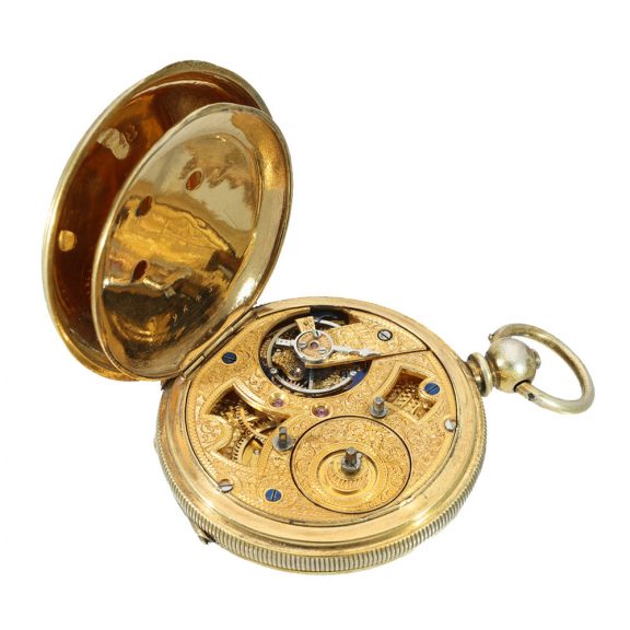 English gilt silver duplex captain's pocket watch Circa 1850 English gilt silver duplex captain's pocket watch Circa 1850