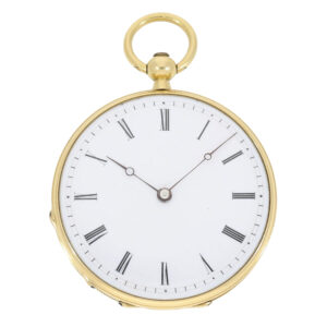 Swiss early gold enamel Lépine set with diamonds Circa 1865