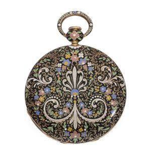 Swiss 18 carat gold and enamel pocket watch case Circa 1820