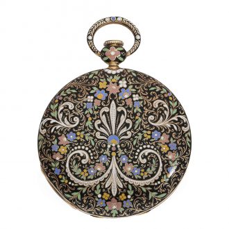 Swiss 18 carat gold and enamel pocket watch case Circa 1820