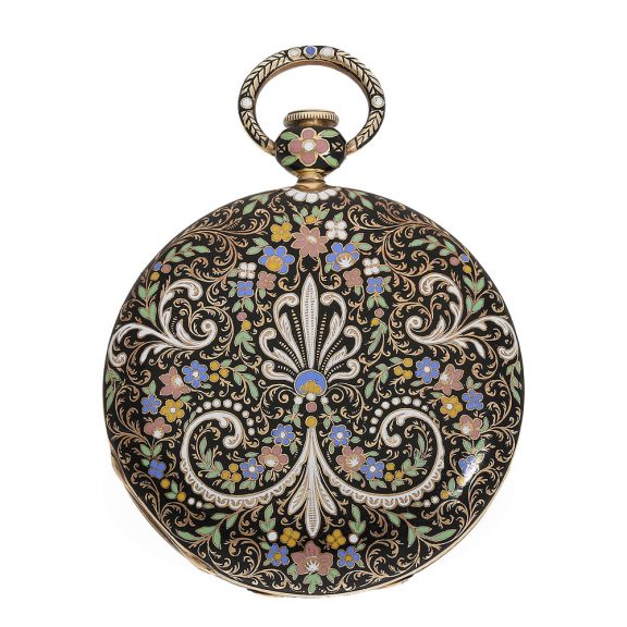 Swiss 18 carat gold and enamel pocket watch case Circa 1820