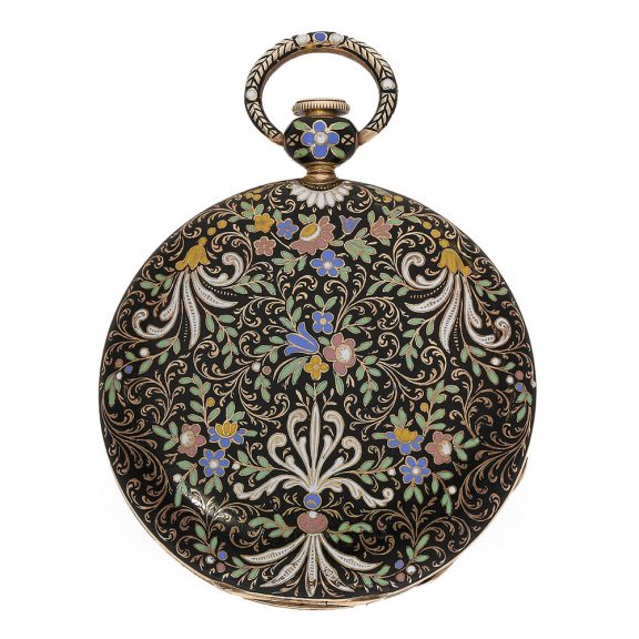 Swiss 18 carat gold and enamel pocket watch case Circa 1820 Swiss 18 carat gold and enamel pocket watch case Circa 1820