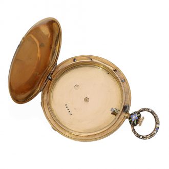 Swiss 18 carat gold and enamel pocket watch case Circa 1820