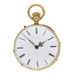 Swiss 18 carat gold pocket watch with very early crown winding Circa 1850