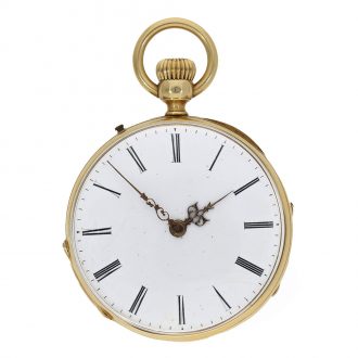 Swiss 18 carat gold pocket watch with very early crown winding Circa 1850