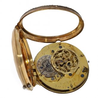 French 18 carat gold very fine early Lépine watch with stone setting Circa 1769