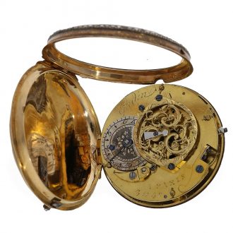 French 18 carat gold very fine early Lépine watch with stone setting Circa 1769