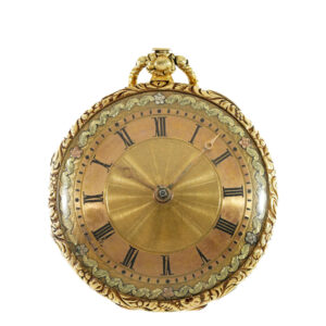 Gold 18 Carat verge watch with four colour gold dial Circa 1830
