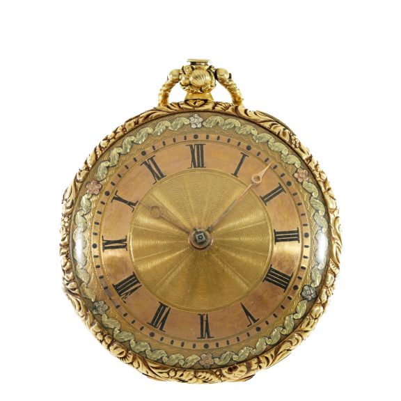 Gold 18 Carat verge watch with four colour gold dial Circa 1830