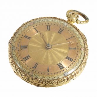 18 Carat gold verge watch with four colour gold dial Circa 1830