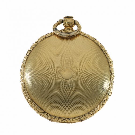 18 Carat gold verge watch with four colour gold dial Circa 1830 18 Carat gold verge watch with four colour gold dial Circa 1830