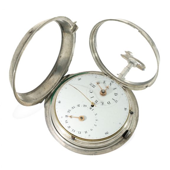 English silver deck watch with center seconds Circa 1820 English silver deck watch with center seconds Circa 1820