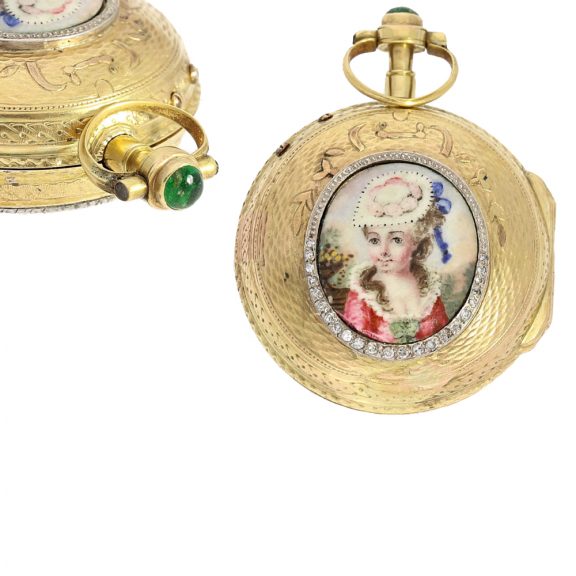 Exceptional high quality and rare Swiss lady's pair case verge watch Circa 1760