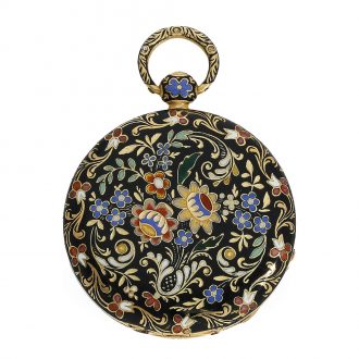 Extremely beautiful 18 Carat gold Swiss lépine with enamel case Circa 1820