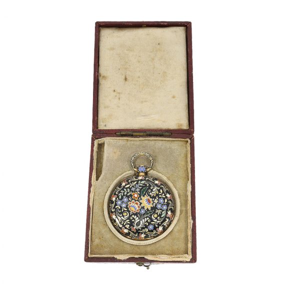 Extremely beautiful 18 Carat gold Swiss lépine with enamel case Circa 1820 Extremely beautiful 18 Carat gold Swiss lépine with enamel case Circa 1820