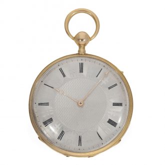 18 Carat gold cylinder watch with hours and quarter repeater Circa 1825