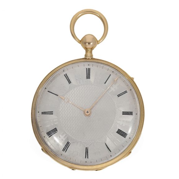 18 Carat gold cylinder watch with hours and quarter repeater Circa 1825