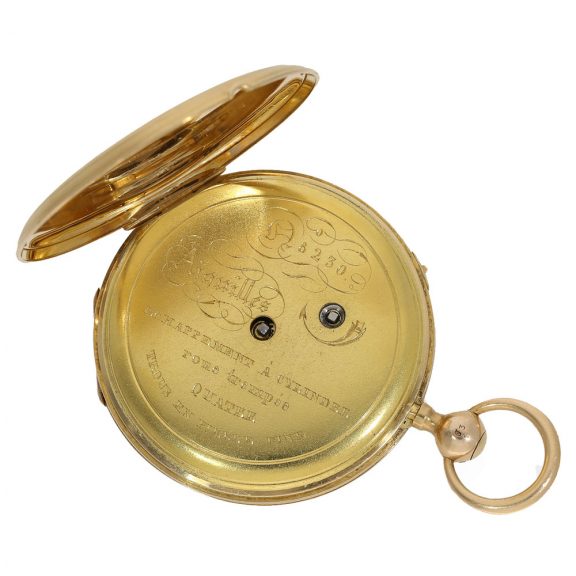 18 Carat gold cylinder watch with hours and quarter repeater Circa 1825 18 Carat gold cylinder watch with hours and quarter repeater Circa 1825