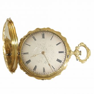Swiss early 18 carat gold full hunter cased watch Circa 1830