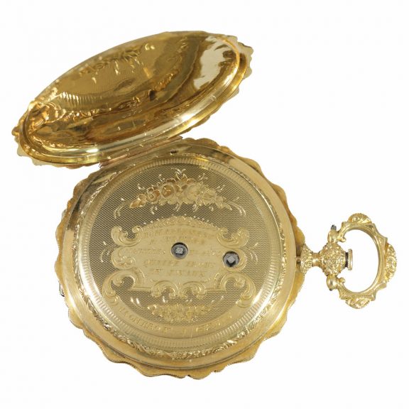 Swiss early 18 carat gold full hunter cased watch Circa 1830 Swiss early 18 carat gold full hunter cased watch Circa 1830
