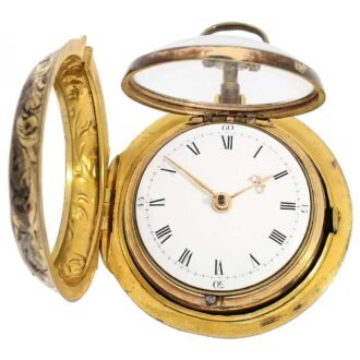 Interesting English pair cased verge pocket watch Circa 1740 Interesting English pair cased verge pocket watch Circa 1740