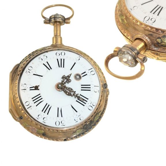 French extravagant multi coloured verge watch Circa 1770