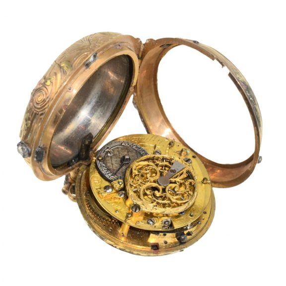 French extravagant multi coloured verge watch Circa 1770 French extravagant multi coloured verge watch Circa 1770