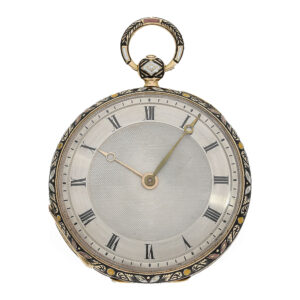 Swiss 18 Carat gold fine lépine with wonderful gold enamel case Circa 1830