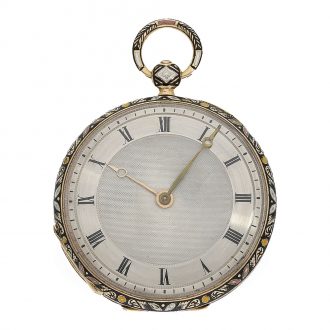Swiss 18 Carat gold fine lépine with wonderful gold enamel case Circa 1830