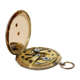 Swiss 18 Carat gold fine lépine with wonderful gold enamel case Circa 1830