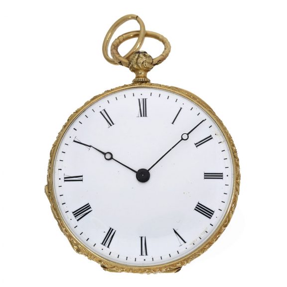 Swiss 18 carat gold and enamel lépine cylinder watch Circa 1840 Swiss 18 carat gold and enamel lépine cylinder watch Circa 1840
