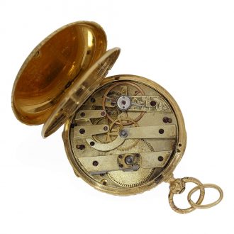 Swiss 18 carat gold and enamel lépine cylinder watch Circa 1840