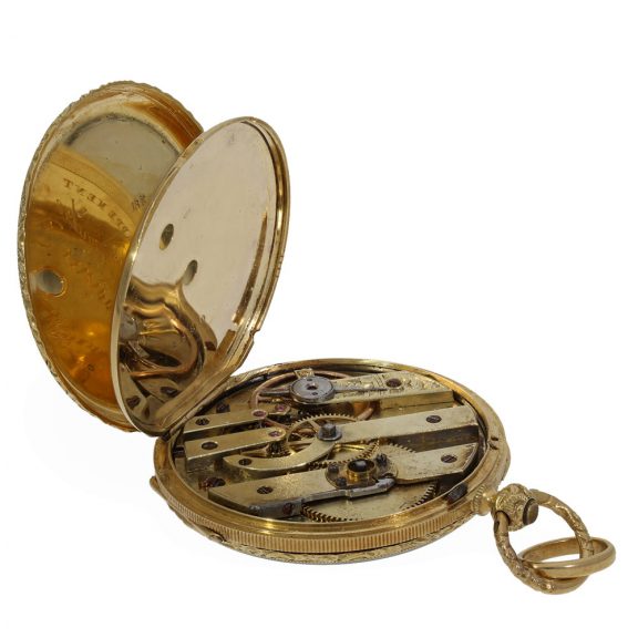 Swiss 18 carat gold and enamel lépine cylinder watch Circa 1840 Swiss 18 carat gold and enamel lépine cylinder watch Circa 1840